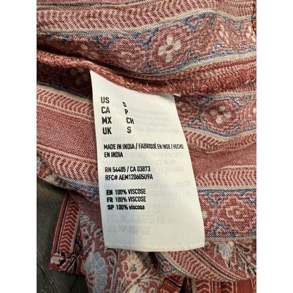 American Eagle Red Floral Off Shoulder Dress Hippie Boho Small - Picture 6 of 6